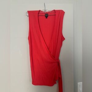 GAP Orange Sleeveless Wrap Tank Top with Tie Front